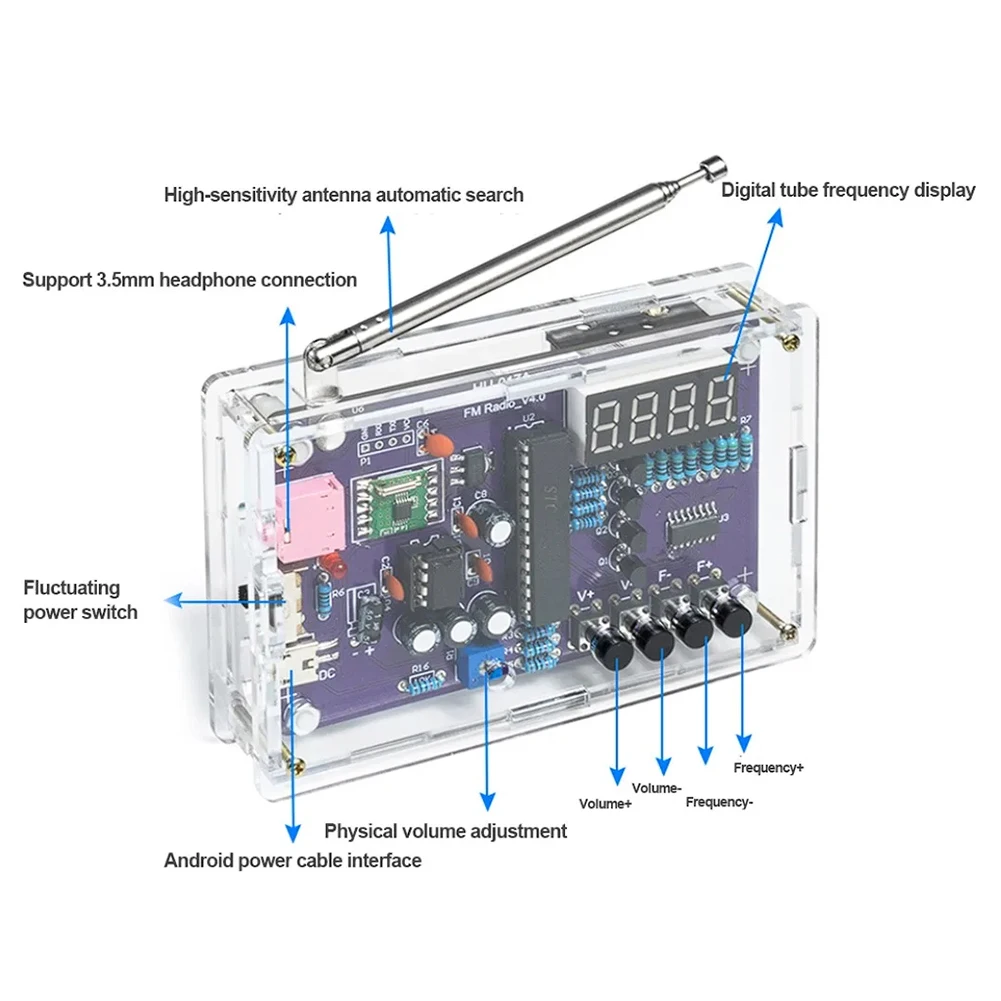 RDA5807S Soldeeroefening DIY-radiokit Verstelbare frequentie Digitaal display Soldeerproject Oefen Soldeer voor leren