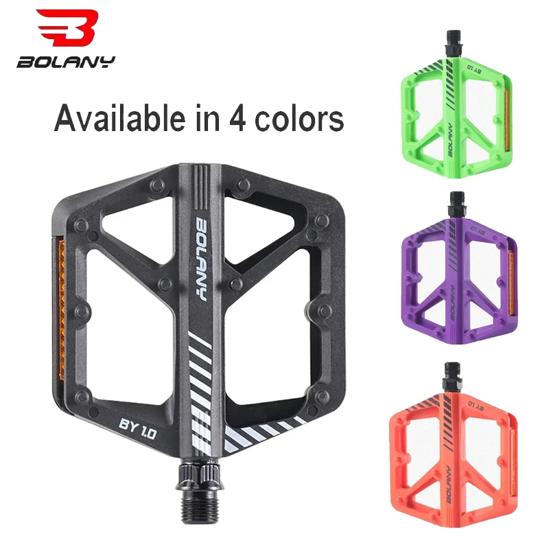

BOLANY MTB Bicycle Pedals | Nylon Composite Sealed Cartridge Bearings Double-Sided Anti-Slip Pins Mountain Road Bike Components