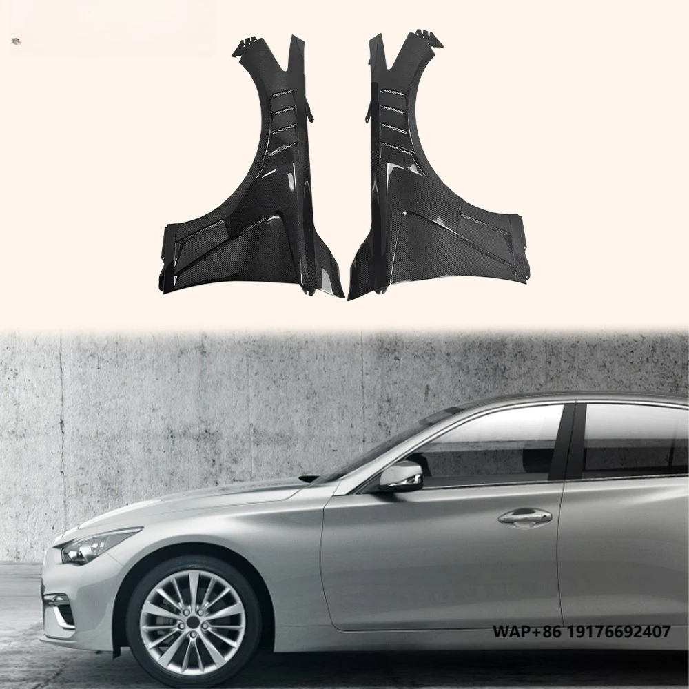 

For Infiniti Q50 V37 Sedan 13-24 Carbon KZF Style Front Side Vented Fender Pair