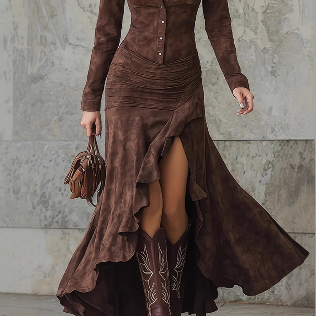 الملابس النسائية فساتين النساء 2025 الخريف الشتاء سليم صالح سستة الوقوف طوق شق فستان طويل ملابس مثيرة النساء فساتين السهرة #5