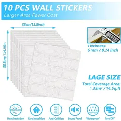 3D Three-dimensional Wall Stickers Self-adhesive Wallpaper Anti-collision Decorative Stickers 10pc
