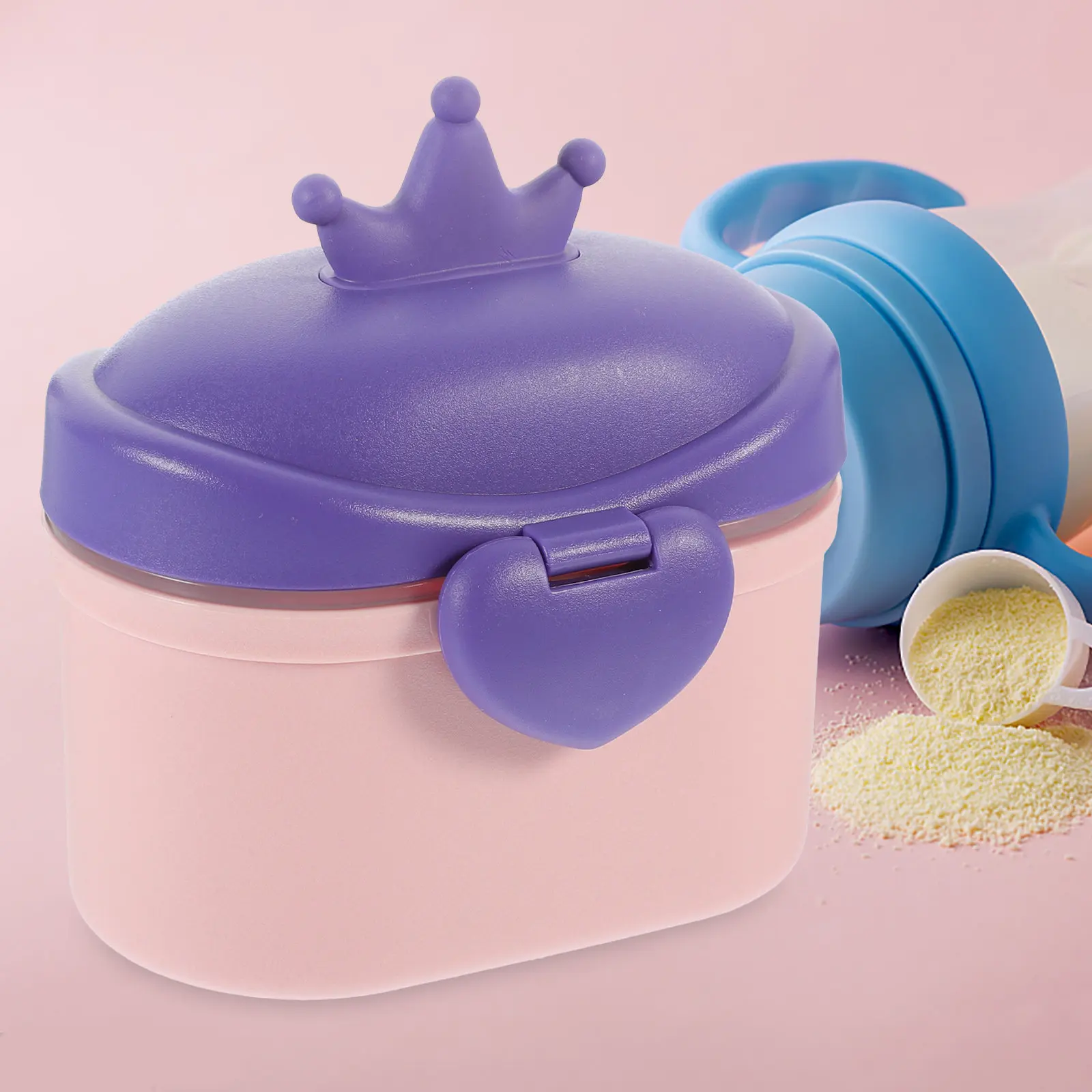 

2 шт. контейнеров для хранения сухого молока с круглыми отверстиями и ложкой для точного дозирования, портативный контейнер для детского питания, герметичный дозатор для смеси