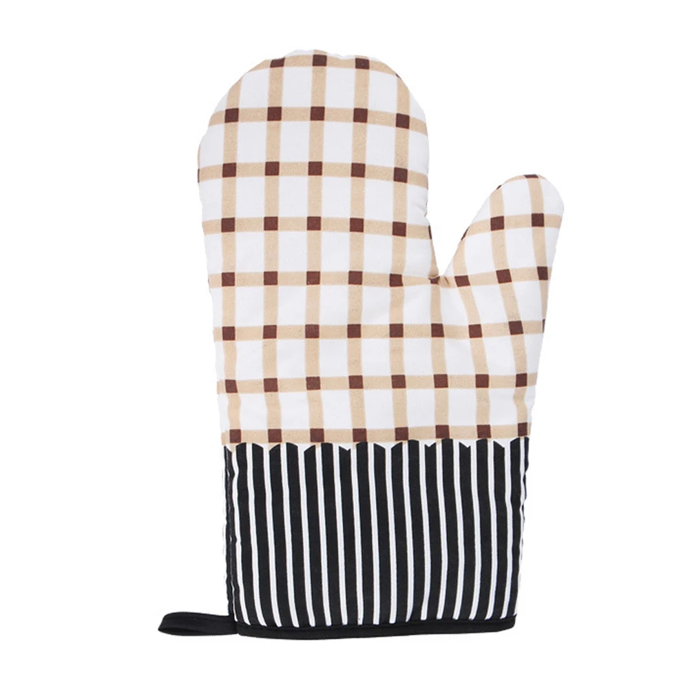 

Heat Resistant Oven Mitts Cotton Dry Hands Cooking Checkered Gloves Kitchen Hot Mittens Stove Microwave BBQ Soup Gifts