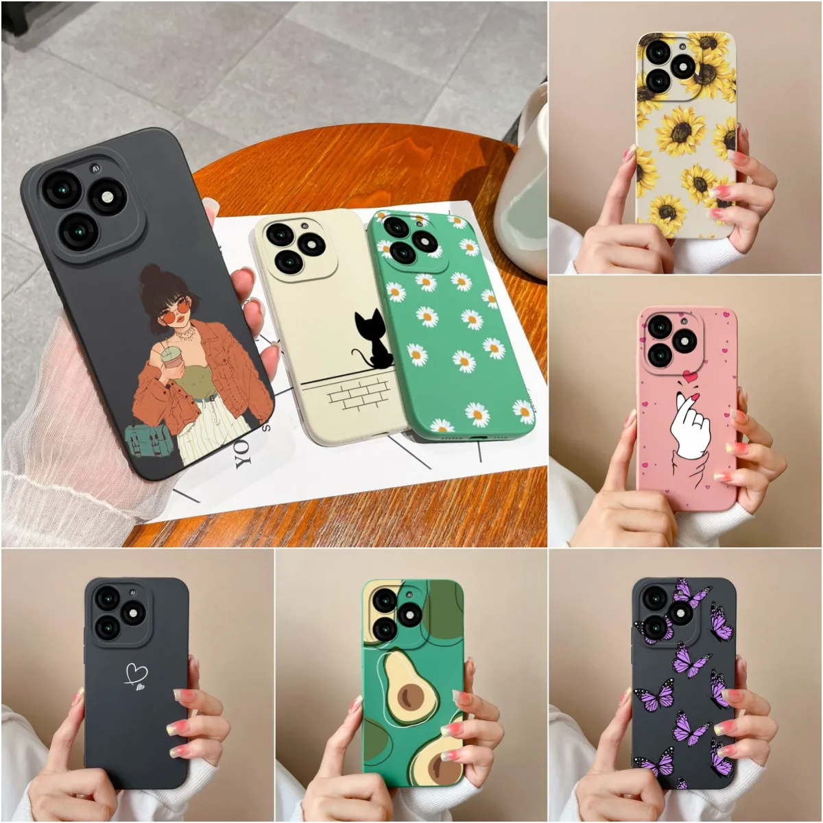 Case For Itel A70 A 70 Back Cover Fashion Avocado Butterfly Matte Soft Liquid Silicone Screen Protector For ItelA70 Fundas Coque