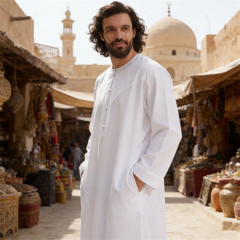 Eid Muslim Men Jubba Thobe Mens Abaya Long Dress Islamic Ramadan Robe Saudi Arabic Musulman Caftan Dubai Morocco Djellaba Kaftan