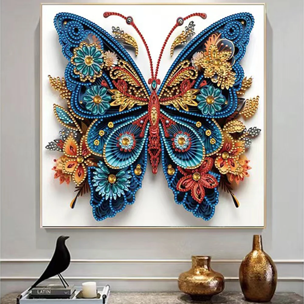 20*20CM DIY 5D Diamond Painting Butterfly Diffraction Paper Cross Stitch Kit Partial Special Shaped Embroidery Mosaic Art Decor