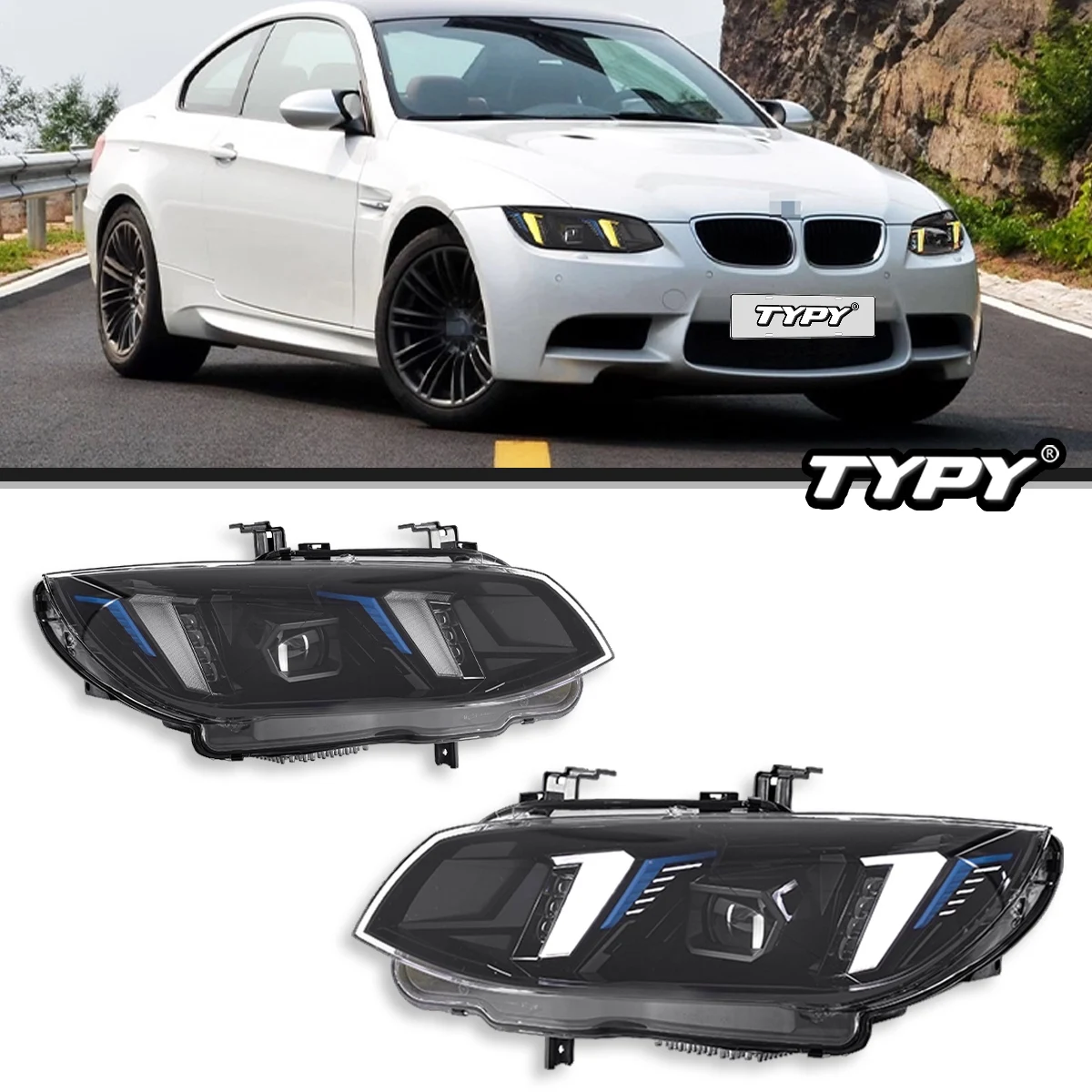 

TYPY Car Styling Headlights for BMW 3 Series E92 E93 2010-2013 LED Headlight Angel Eye Shaped DRL Projection Accessories