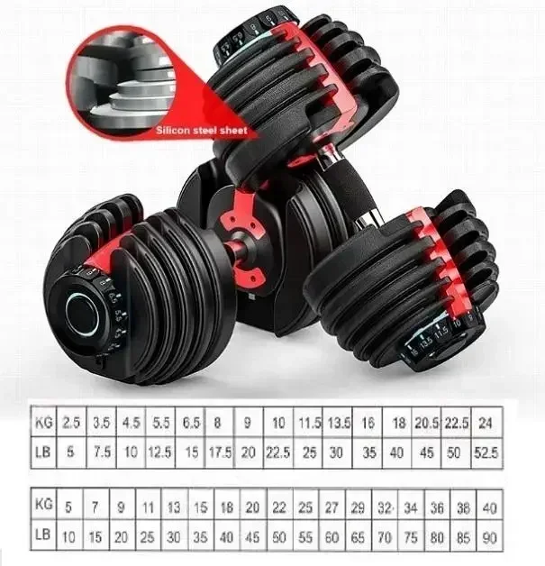 Gym Fitness Training Equipment Portable Unisex 24KG Adjustable Dumbbells Set For Home