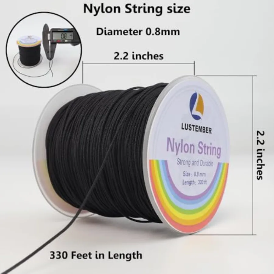 0.8mm Nylon String, Strong Bracelet String, Durable Nylon Cord for Jewelry Making, Bracelets, Beading, Necklaces, Rattail Braid