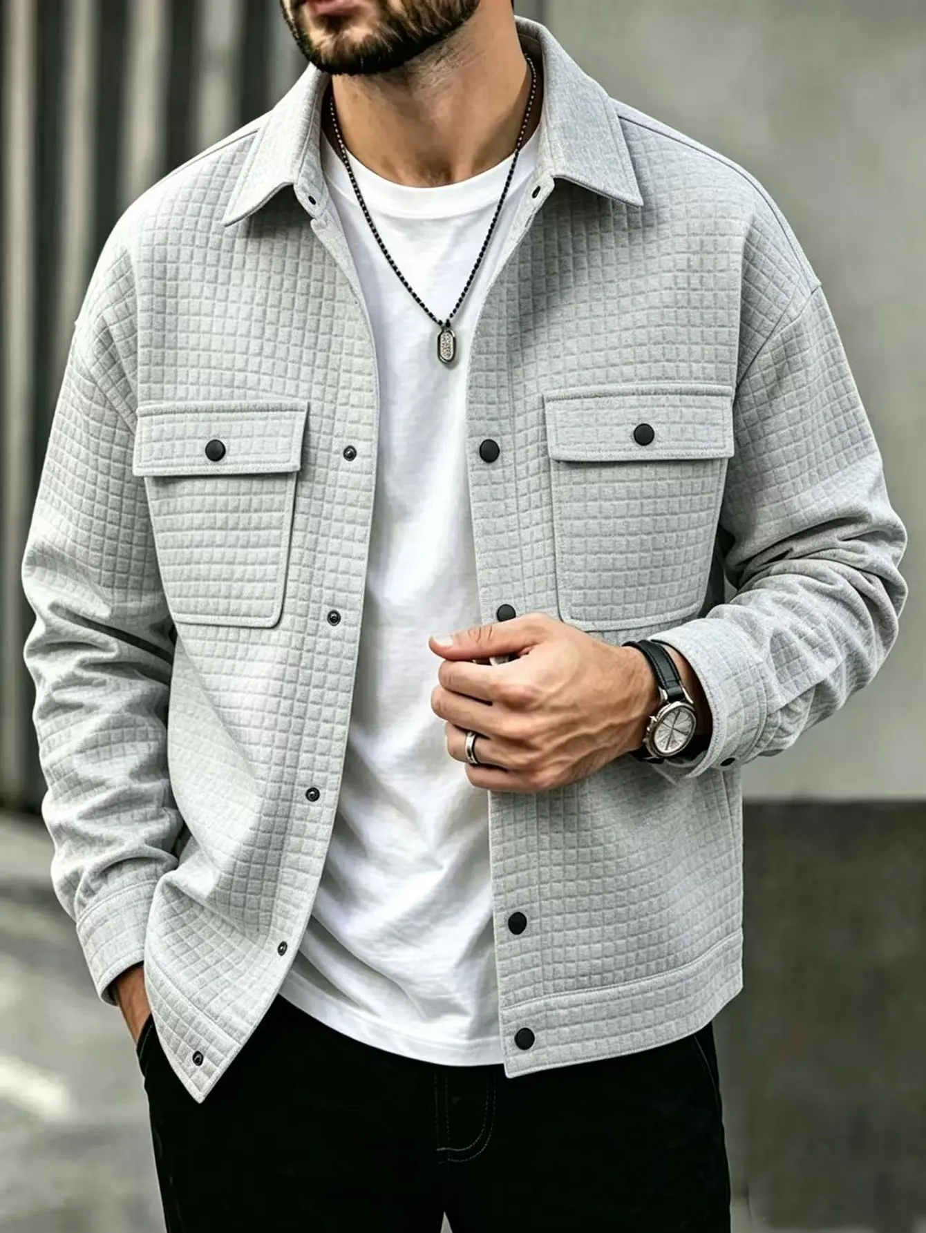 Herren Freizeit-Karo-Jacke - Modische Vielseitige Oberbekleidung für Freizeit & Formelle Anlässe – Detail 5