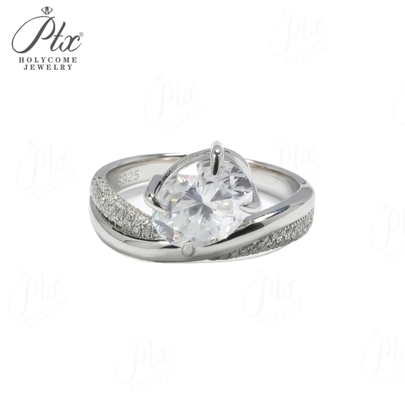 Anéis personalizados formato oval 2ct moissanite corte seta 925 prata esterlina aliança de casamento qualidade premium presente de aniversário exclusivo
