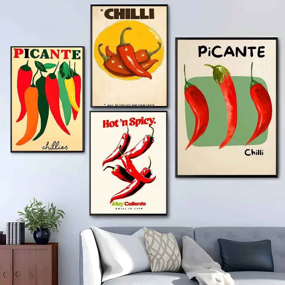 Classic Chilli Pepper Good Quality Prints and Posters Waterproof Paper Sticker Coffee House Bar Posters Wall Stickers