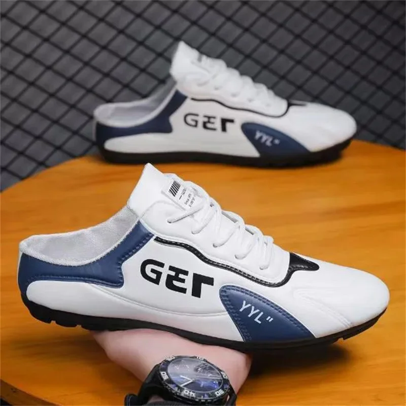 

Новинка 2025, мужская повседневная обувь, летние тонкие полутапочки Baotou, модные мужские туфли-бобы с плоской подошвой, кроссовки