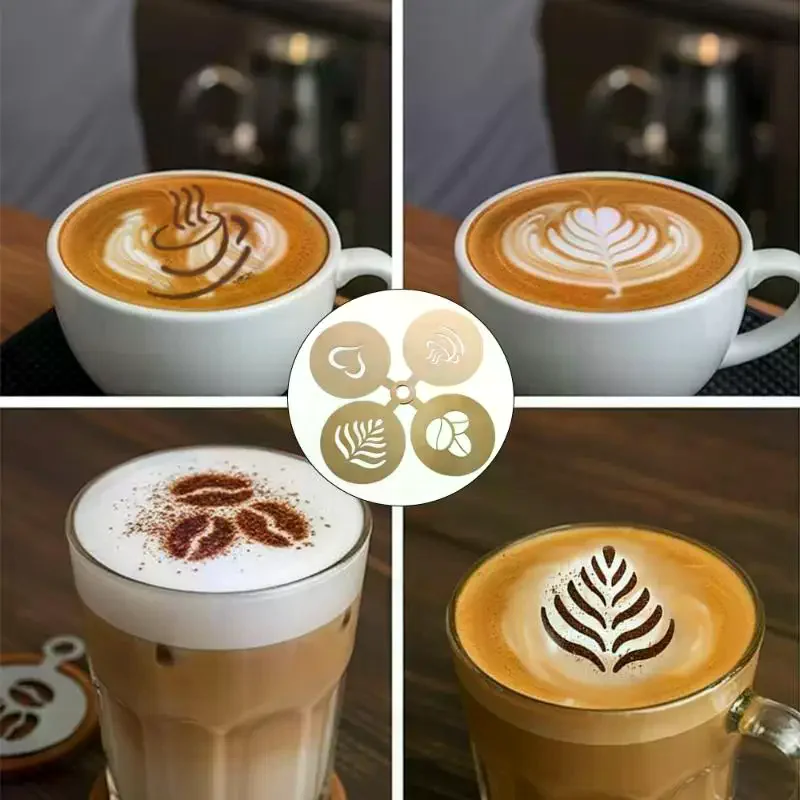 4 ピース/セットステンレス鋼コーヒーステンシルアートステン - Coffee Stencil Art のレビューと価格
