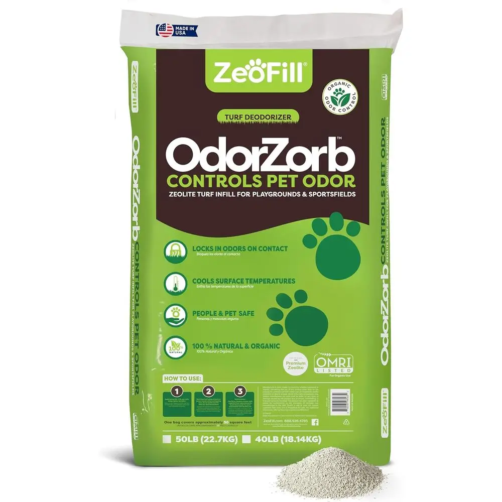 

Premium 40lbs Zeolite for Pet Urine, Artificial Turf, Grass, Playgrounds & Sports Fields - 97% Clinoptilolite Odor Eliminator