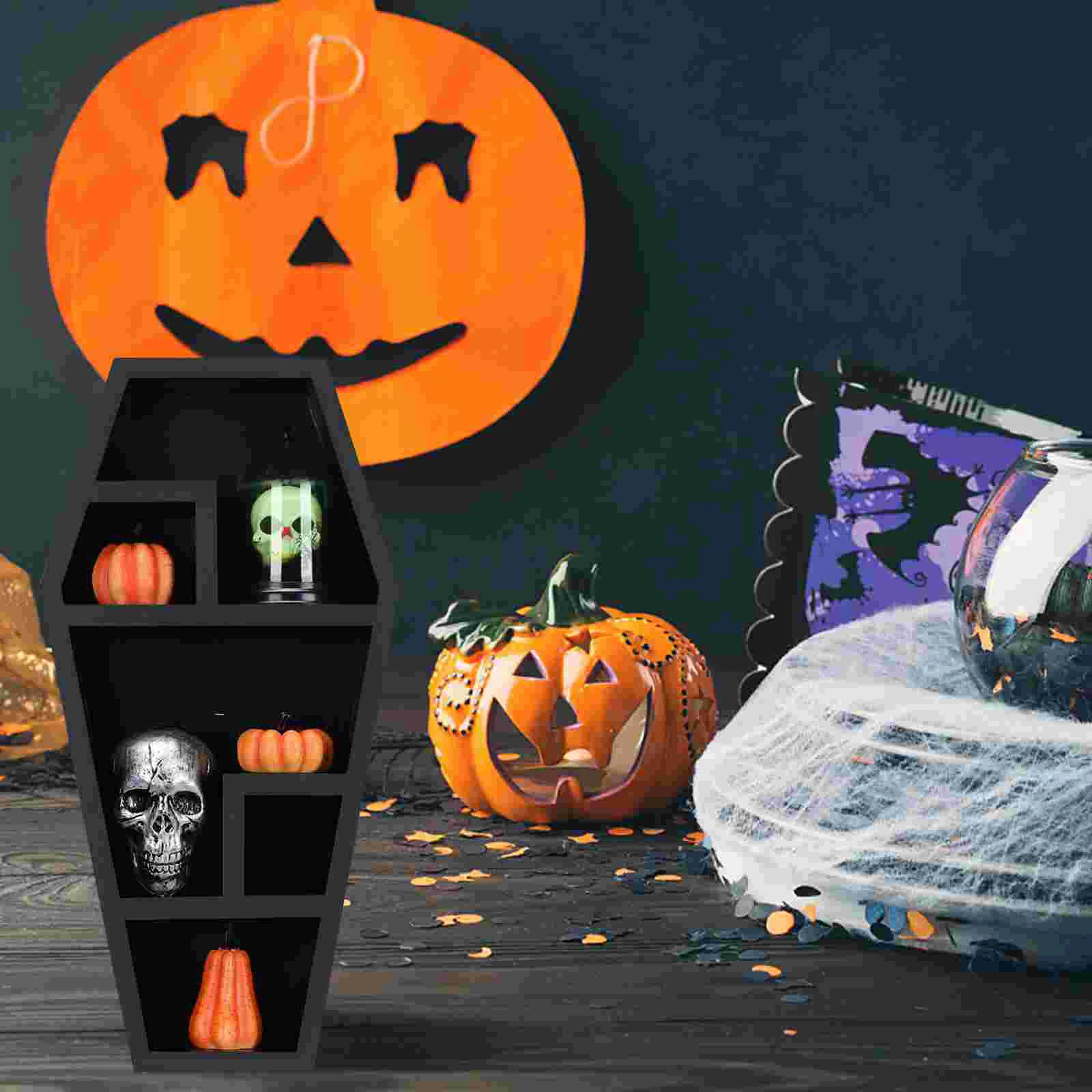 Coffin Storage Rack Novelty Halloween Decor Treat Table Shaped Holder Plastic Adornments Accessories