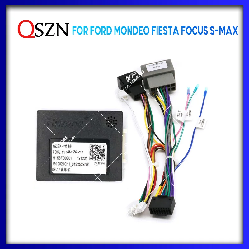 QSZN For FORD Mondeo / Fiesta / Focus / S-MAX Android Car Radio Canbus Box Decoder Wiring Harness Adapter Power Cable FD01/FD02