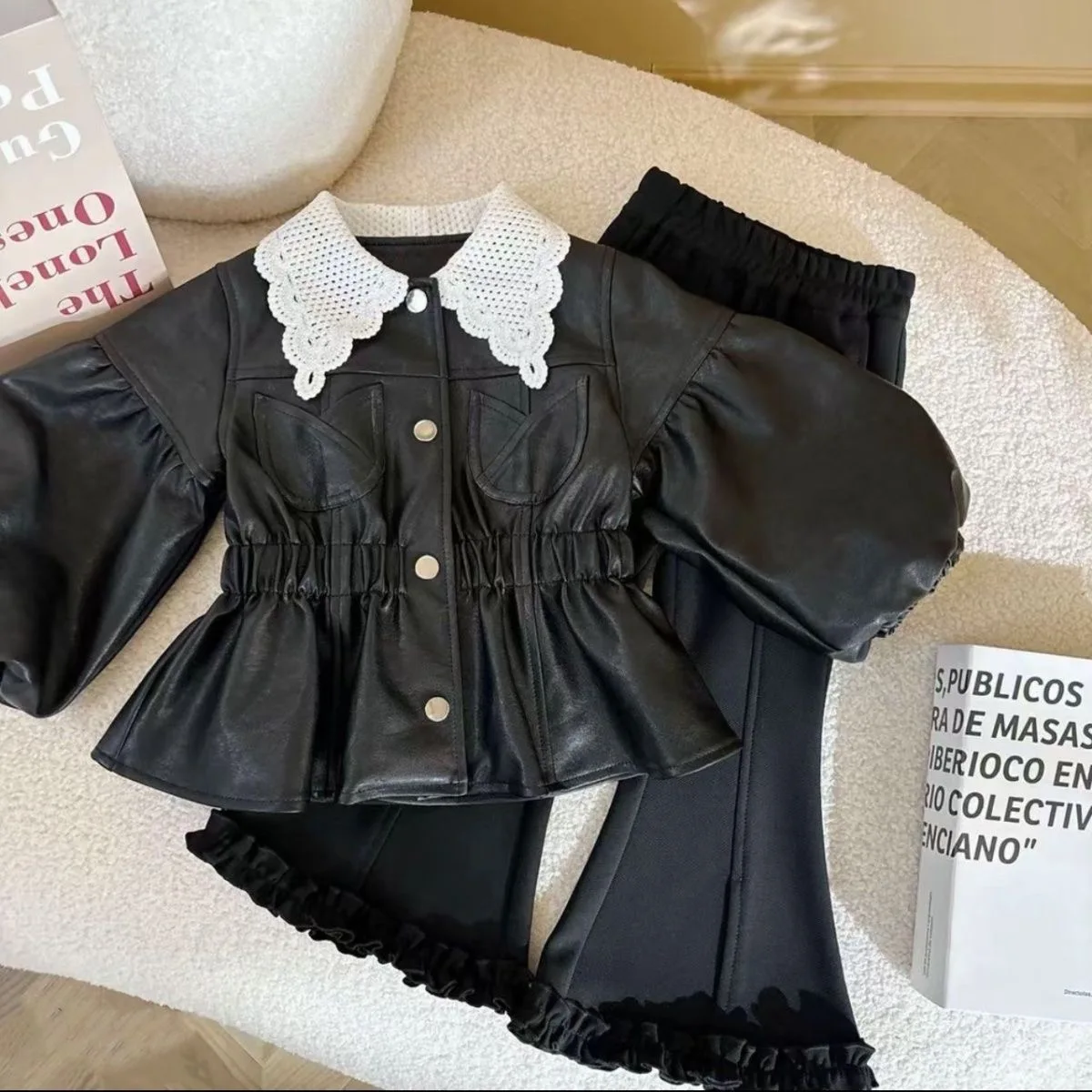 2025 New Style Girl's Spring and Autumn Coat Fashion and Temperament Long Pants Kids Outwear Two Piece Set
