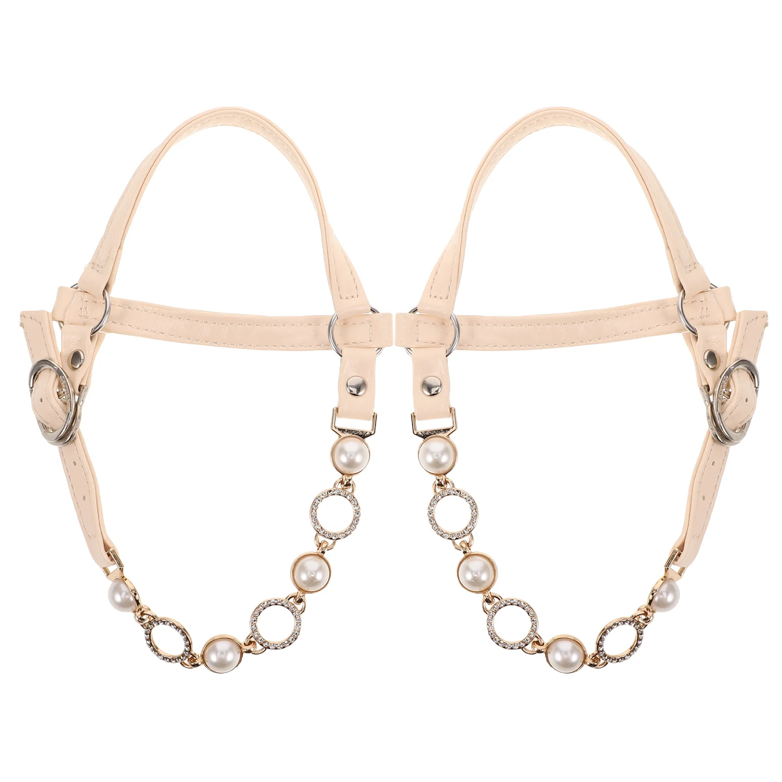 

1Pair High Heel Lace Straps Anti-Slip Fake Pearl Rhinestone Detachable Ankle Straps for Loose Heels Sandals High Heel Strap