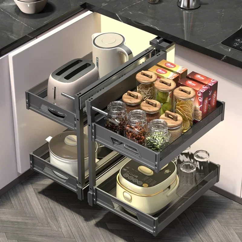 Corner Basket Kitchen Cabinet Shelf Corner Seasoning Flavor Aluminum Alloy Rotating Monster Hot sales