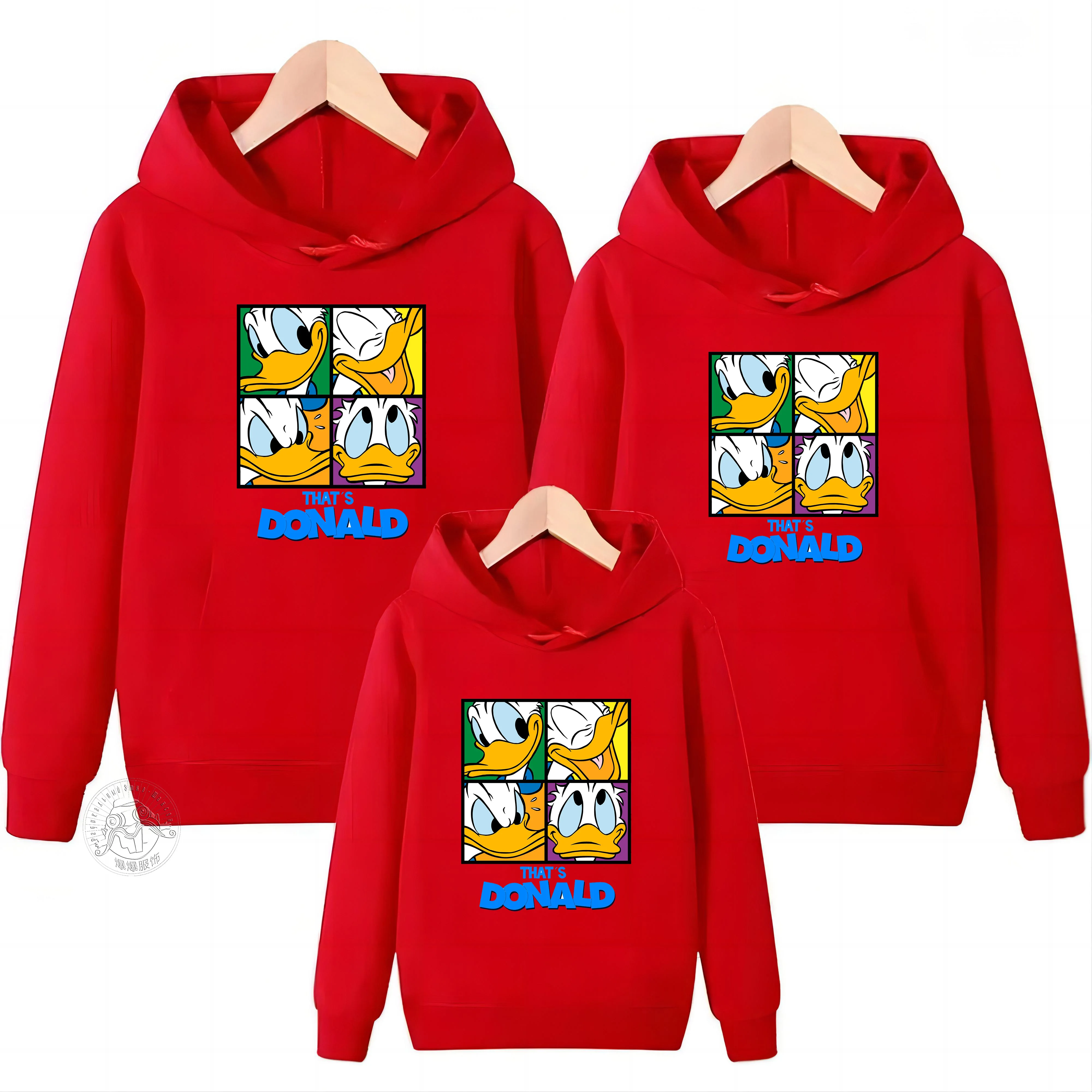 Hoodie family hoodie hoodie men and women the same spring and autumn sportswear cartoon printed graffiti Donald Duck casual