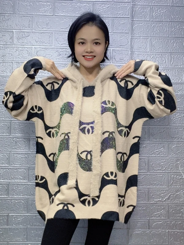 

Autumn Winter New plus Size Mink Velvet Sweater Jaet Women Lazy Sle Loose Long Retro Knitted Open Cardigan Street Sle