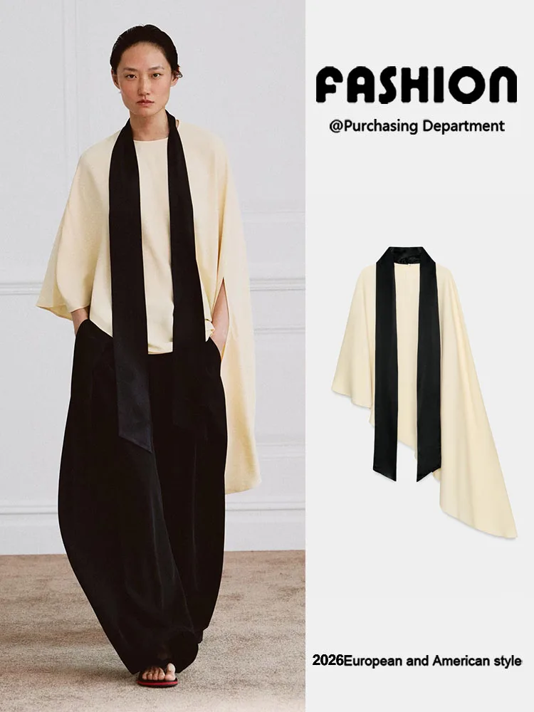 

Fashionable Asymmetrical Scarf Women's Shirt New Summer Collection Versatile Long Sleeve round Neck Batwing Sleeve Top