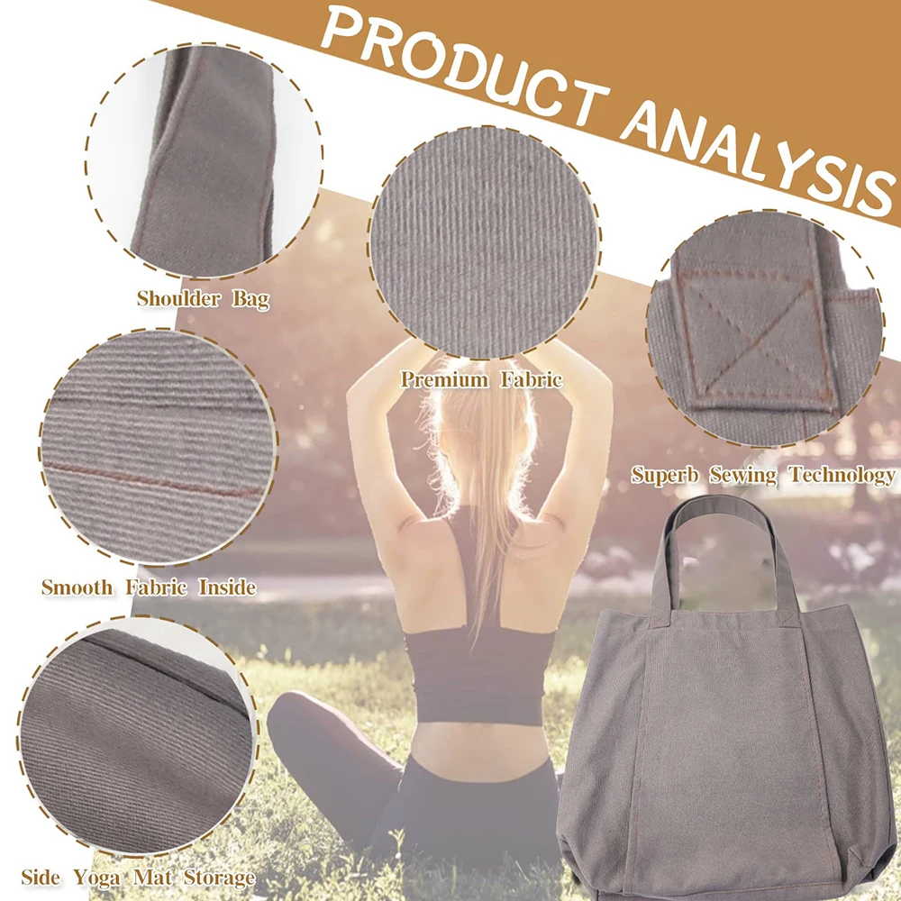 Yoga Tote Bag for Women Shoulder Bags Drawstring for Office Workout Travel Carryall Pilates Gym and Beach