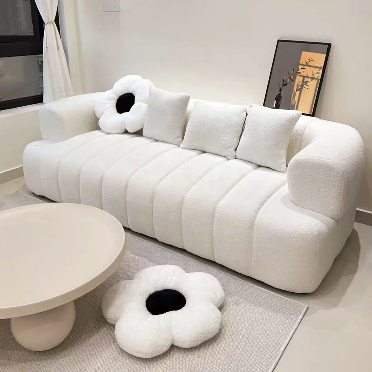 

qwHot Selling Modern Seater Sofa Couch Boucle Sofa Living Room Sofas Set Furniture Fabric Leather Couch Home Furniture&