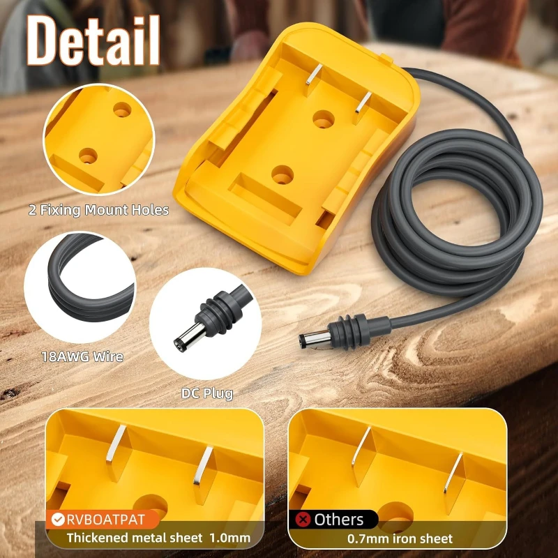 Mini Battery Adapter Charging Dock Connected with DC Head/crocodile Clip 12AWG Pure Copper Cable 0.6m for 18AWG Power Cable
