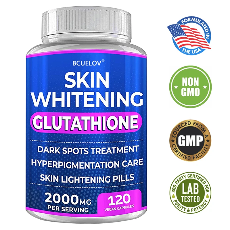 

Glutathione Skin Whitening Capsules - Contains 2000mg of Glutathione - Removes Dark Spots, Melasma & Acne Scars - Antioxidant