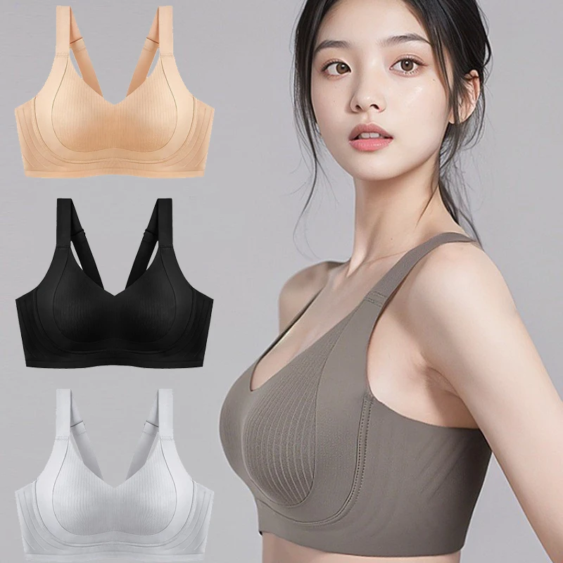 Women's Ultra Thin Bra Full Cup Push Up Seamless Bra Plus Size Minimizer Bra Summer Breathable Soft Wire Free Big Size Bras