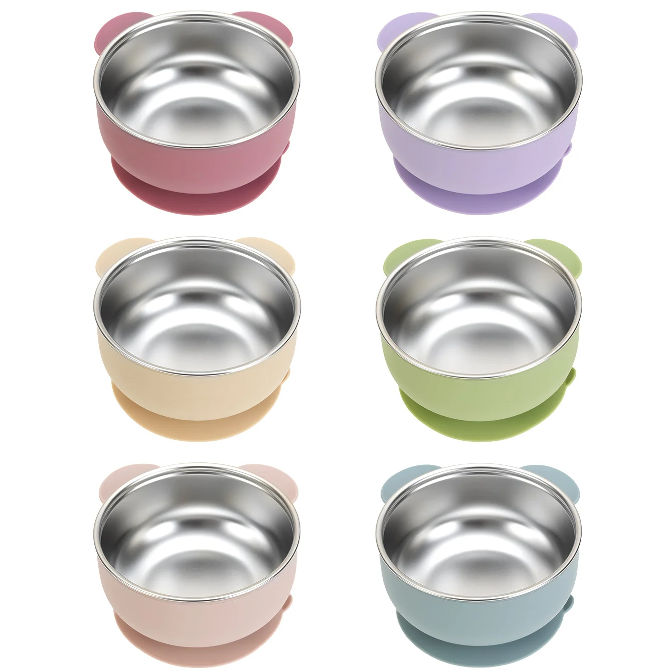 

1 шт. съемная силиконовая миска из нержавеющей стали для кормления малышей, посуда для прикорма, детская посуда для самостоятельного кормления