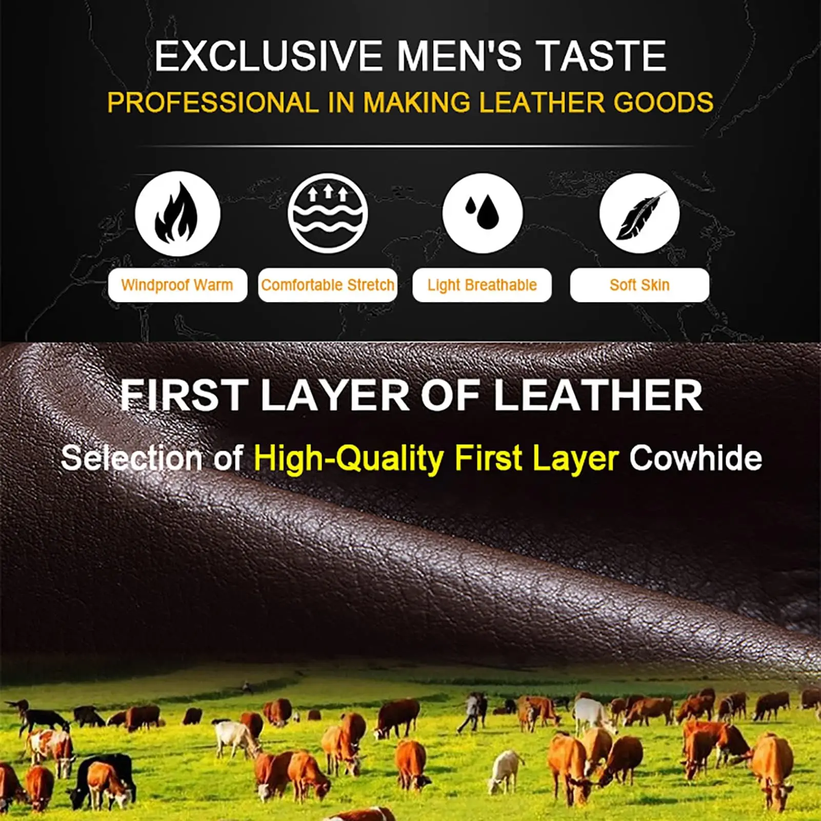 100% Cowhide Genuine Leather Men\'s Berets Ear Protection Cap Classic Casual Hat Best Gift for Dad Husband Boyfriend