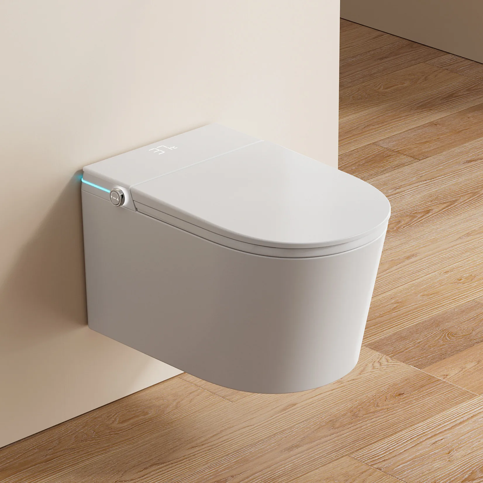 Bathroom Floating WC Commode Foot Sensor Flip Electric Intelligent Wall Hung Toilet Wall Mounted Smart Toilet with Night Light