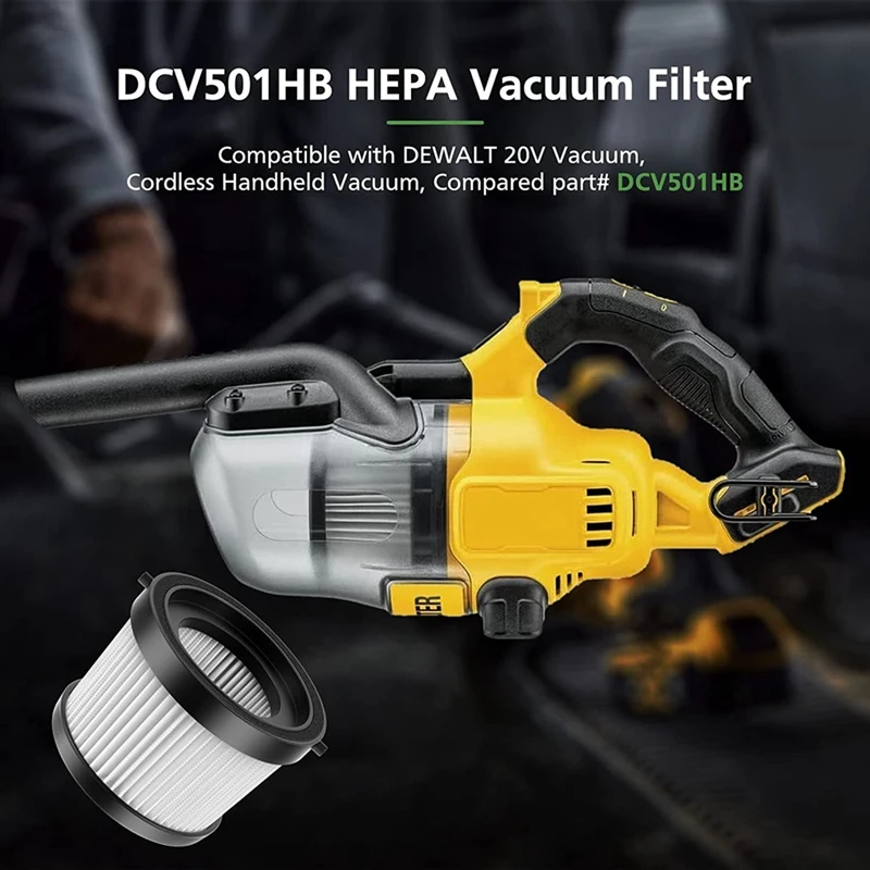 2 szt. Filtr zamienny HEPA do bezprzewodowego odkurzacza ręcznego DEWALT DCV501HB 20 V, z czarną uszczelką, część DCV5011H