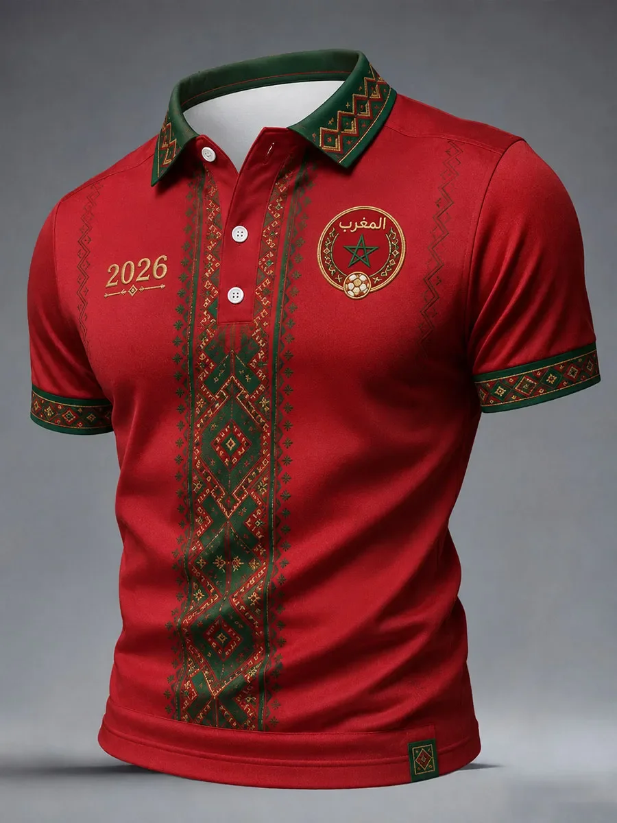 2027 Model Moroccan Fan Football Polo Shirt - 3D Print - Comfortable And Breathable Suitable For Both Men And Women
