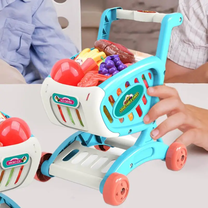 Jouet de chariot de supermarché pour les tout-petits, jouet de jeu de simulation, nourriture et accessoires, enfants de 3 ans