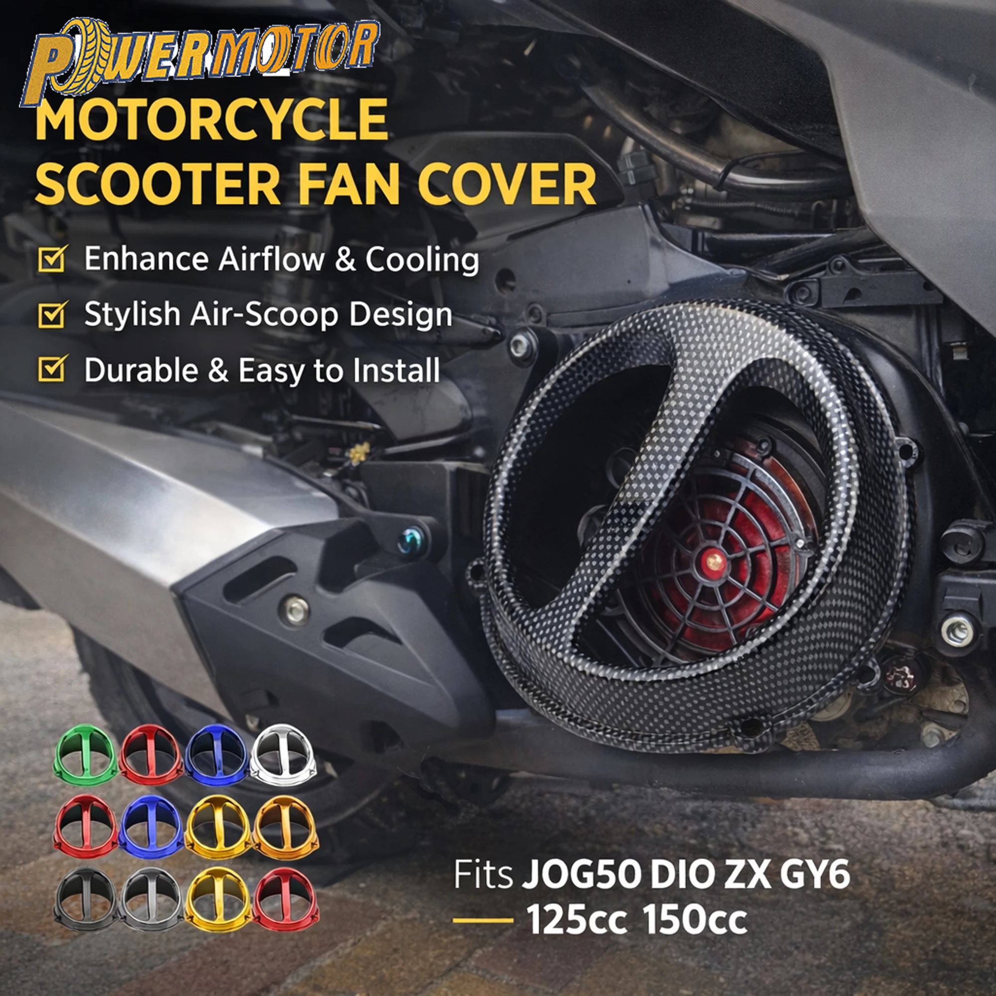 

Scooter Motorcycle Engine Cooling Fan Cover For JOG50 90 DIO ZX GY6 125cc 150cc 152QMI 157QMJ Moped Air-Scoop Cap Modified Parts