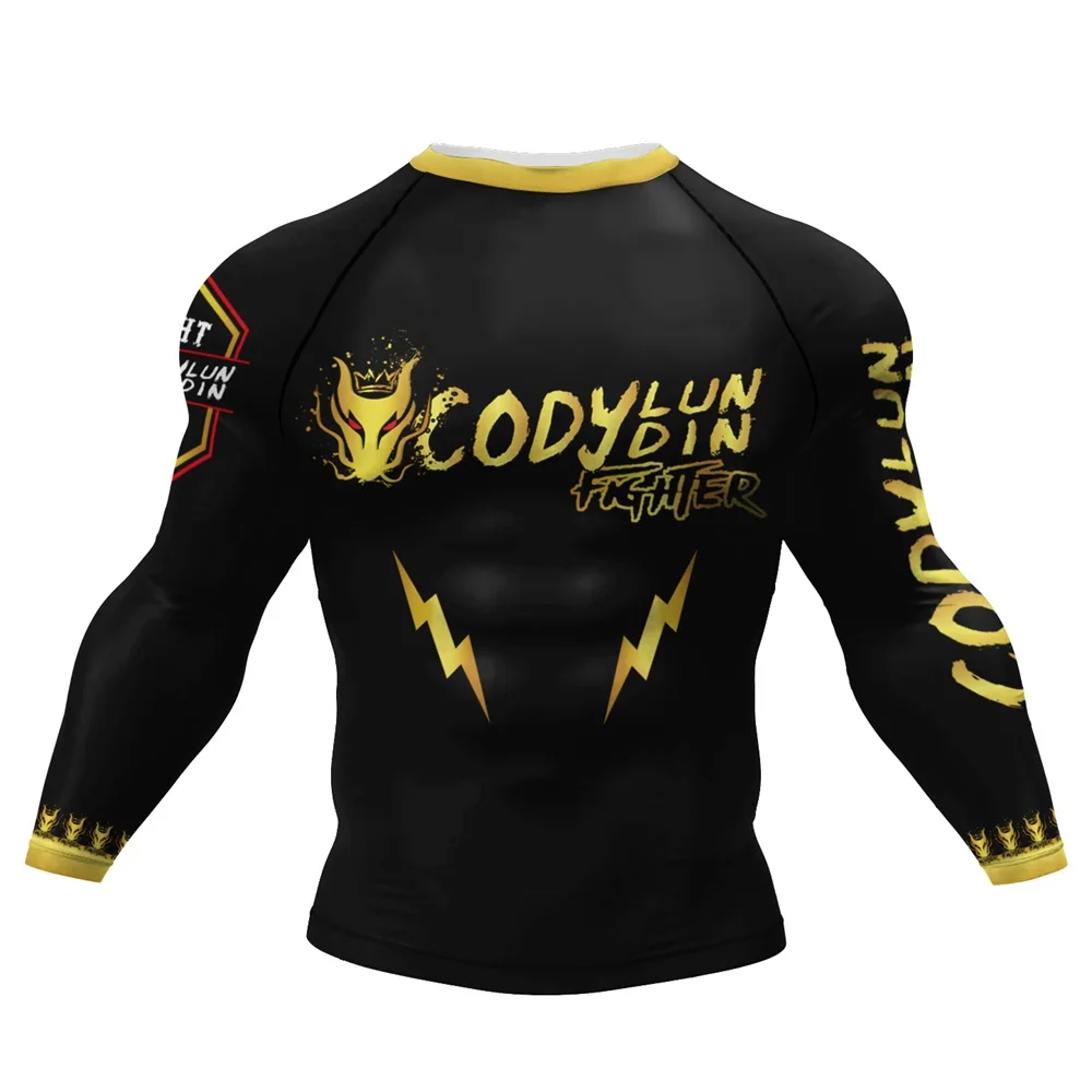 Cody Lundin Tattoo Men\'s Gym Compression Tshirt Masculine Sublimation Long Sleeve Rashguard BJJ jiu jitsu Boxing Jersey Custom