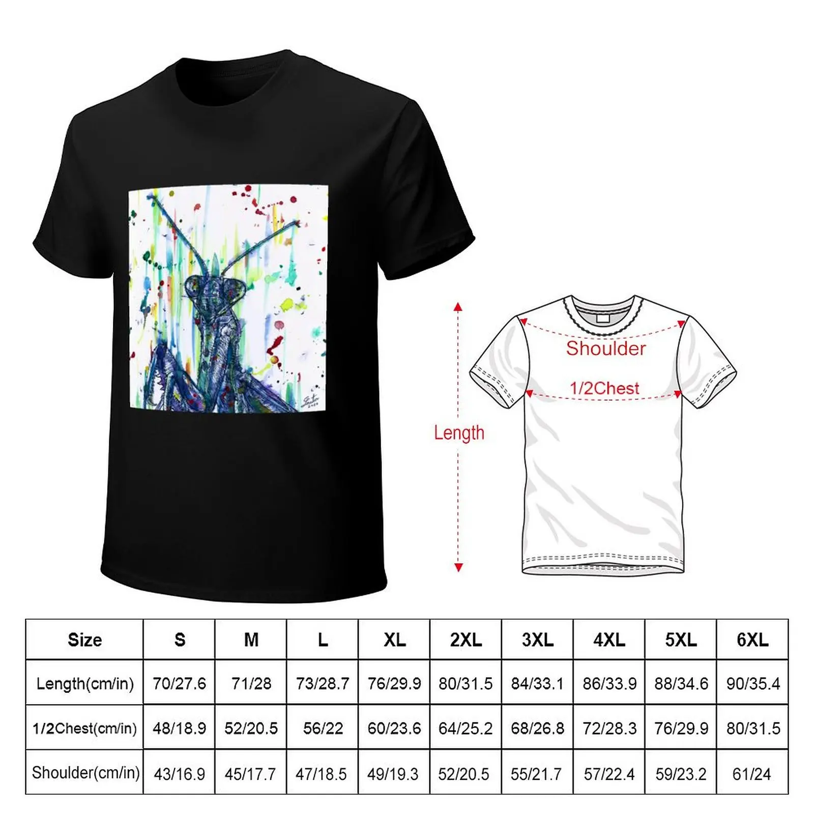 PRAYING MANTIS watercolor and ink portrait.2 T-Shirt t shirts for man graphic vintage T-Shirt