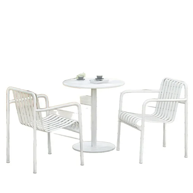 

Nordic outdoor leisure small round table balcony courtyard wrought iron one table four chairs milk tea shop open-air dining