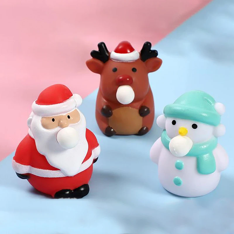 Creative Cute Christmas Extrusion Toys Cartoon Santa Claus Snowman Elk Decompression Squeeze Toys Children Christmas Gifts