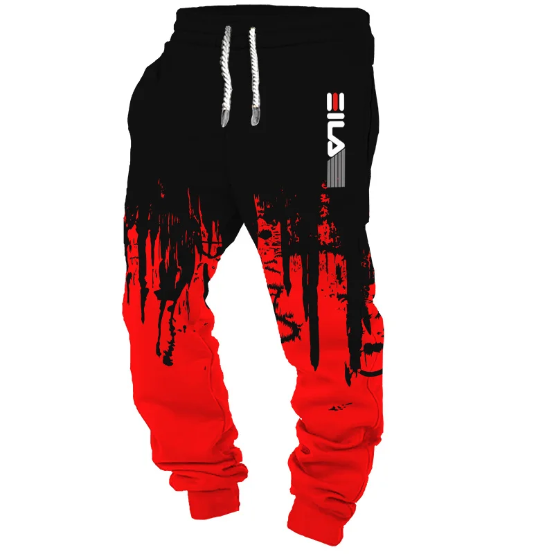 Luxury Retro Trousers Men's Outdoor Gym Jogger Sweatpants Ink Splashing 3D Printing Men's Casual Pants Hip Hop Street Clothing