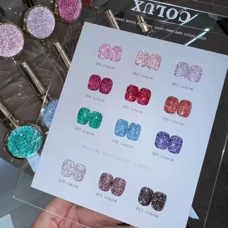 

COLUX 12 colors Glitter Flash Nail gel set Nail salon 2024 New Professional Hot sale Nail Art kit Non-toxic UV gel Wholesale