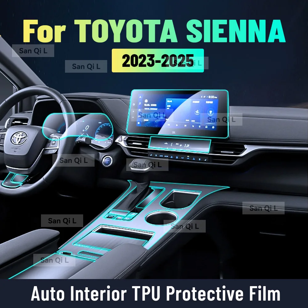 

For TOYOTA SIENNA 2023-2025 Interior Center Console Clear Protective Film TPU Car Anti Scratch Tint Accessories Refit Set