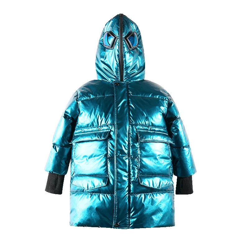 Christmas Costumes For boys Teen Children Clothing Long Silver Down Jacket Baby boy Clothes Coat Snowsuit Outerwear Parka