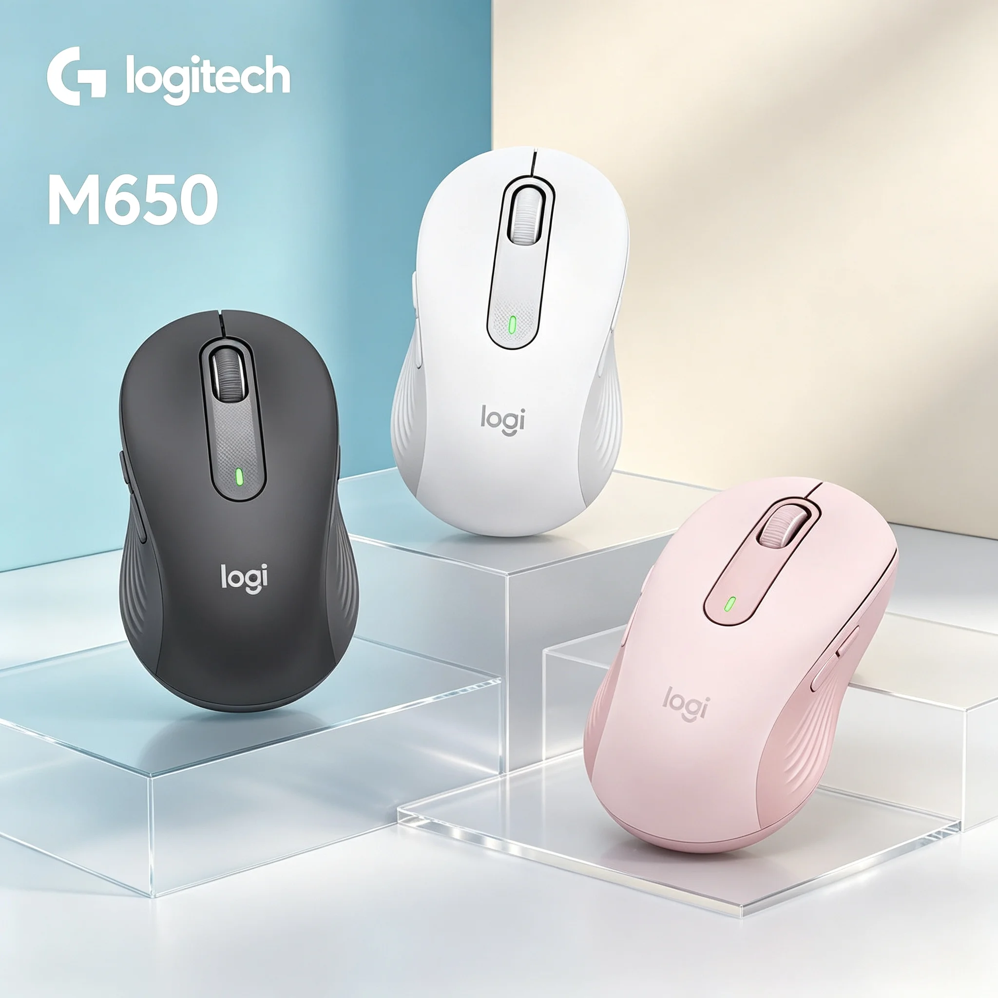 Logitech M650 Silent Click Wireless Bluetooth Mouse Ergonomic Design For PC Laptop Mac Home And Office Use