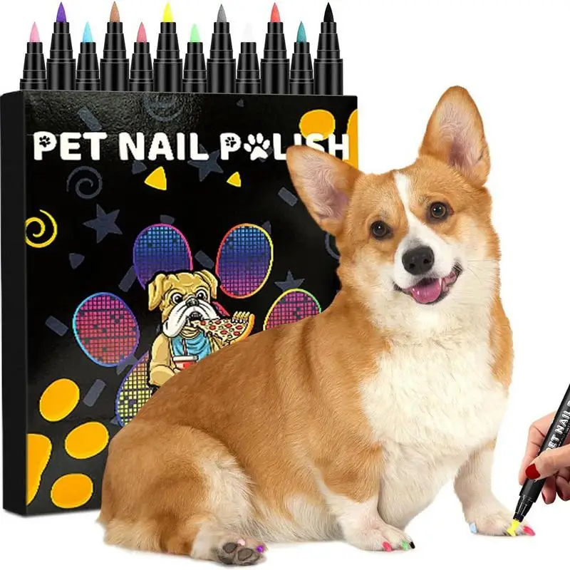 12 Colors Pet Nail Polish Pens for Dogs Cats Fast Drying Nail Polish acrylic marker color graffiti paint pet nail polish pen