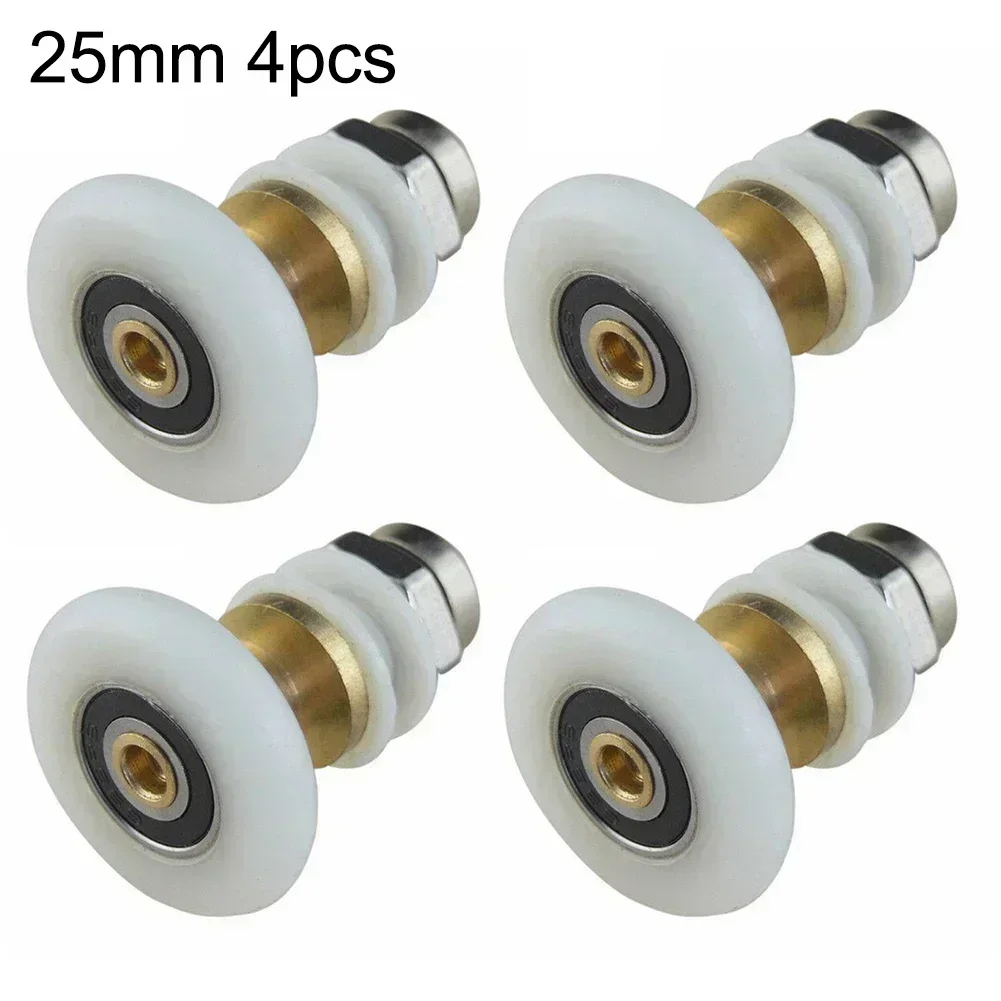

Replacement Set Of 4 Shower Door Rollers With Brass Center Designed For Adjustable And Smooth Sliding Of Shower Doors